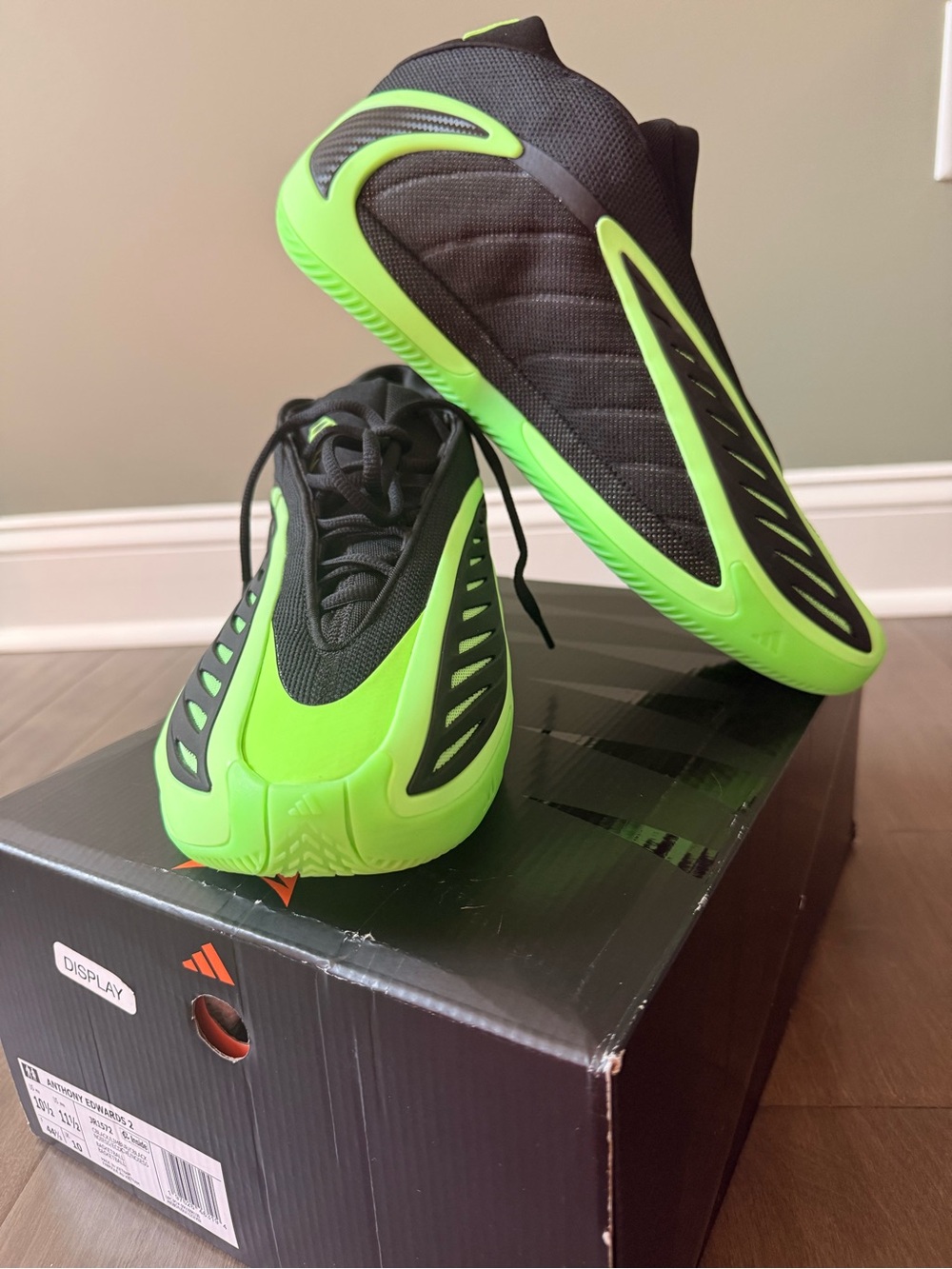 adidas Anthony Edwards 2 Men's Black and Neon Green Low-Top Sneakers